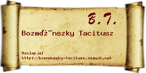 Bozmánszky Tacitusz névjegykártya
